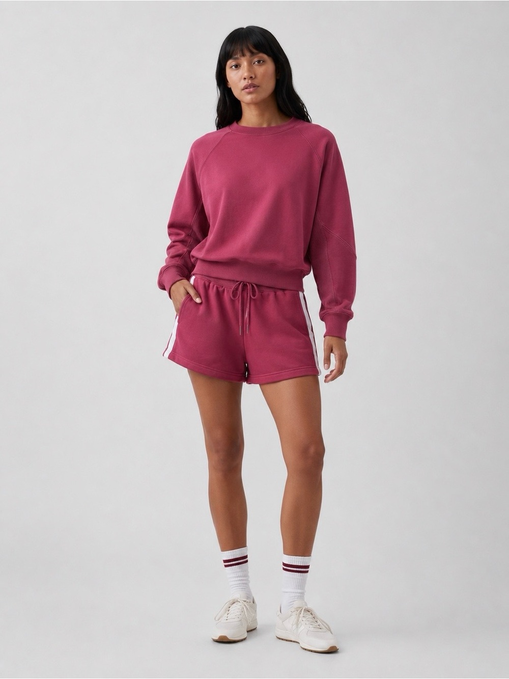 Yogalicious Burgundy Set Sweatshirt Shorts Socks XS
